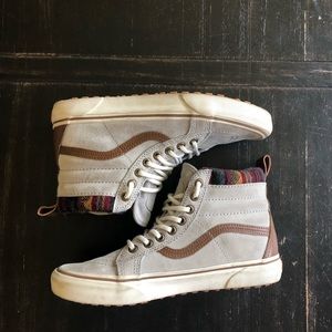Vans grey/tan high tops with aztec design
